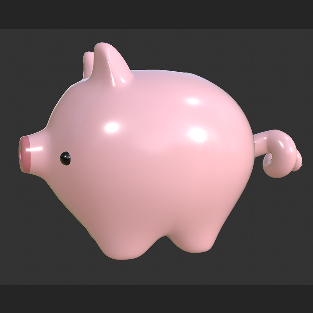 This is a side profile view of the pig that shows its scale and anatomy.