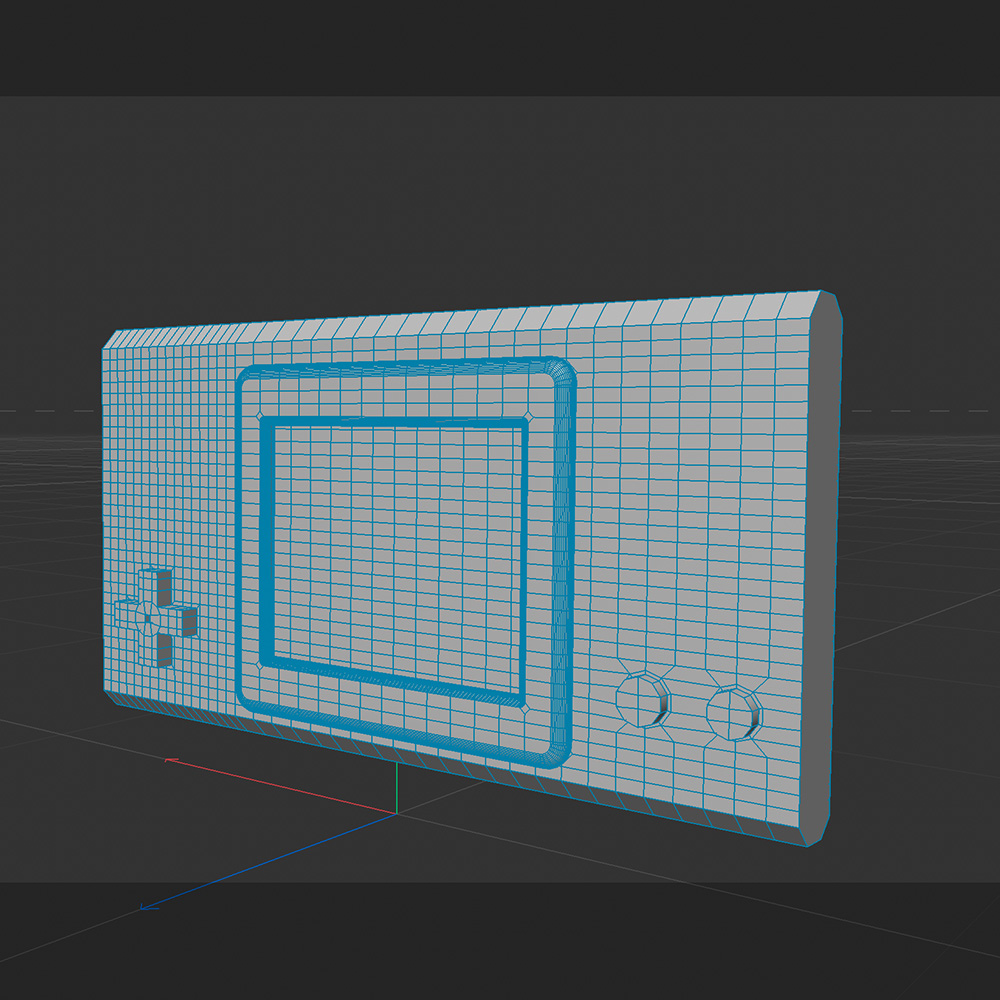 I then used the loop/path cut tool to create an acurate d-pad shape and extruded those polygons up. For the circular buttons I utilized the fit circle tool and extruded the polygons up.