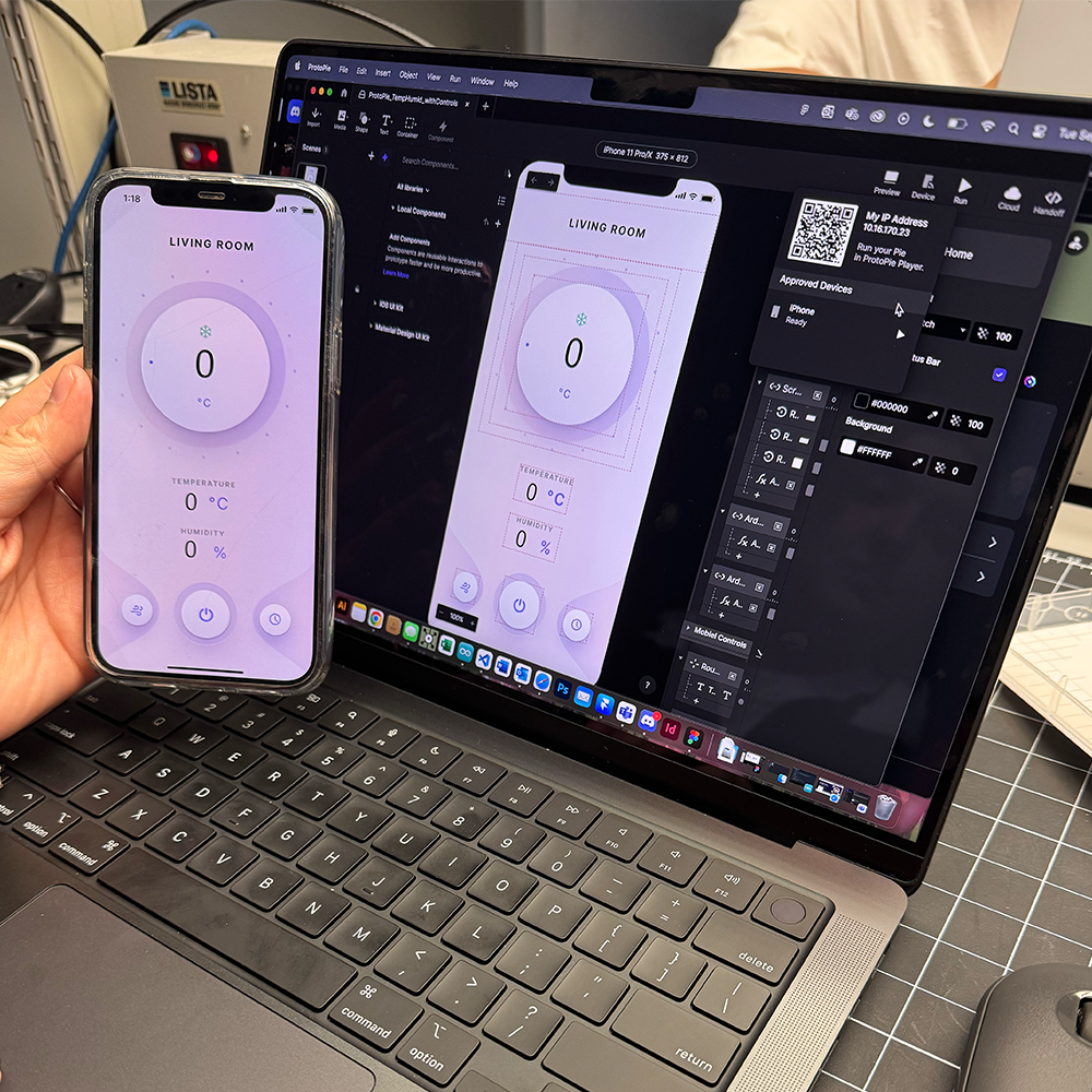 In this activity we learned about ProtoPie connect and how we can connect our cellular device to simulate the app's experience while recieving the Arduino sensor data.