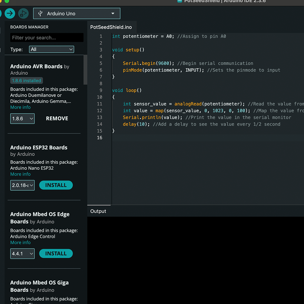 To ensure that the Arduino is sending sensor data to Touchdesigner we must inspect that the serial monitor is closed as serial data can only be sent to one device at a time.