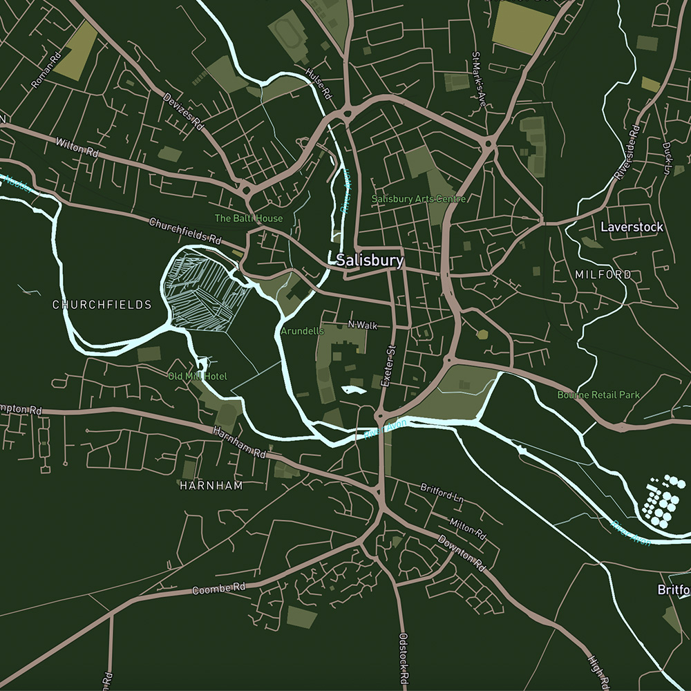 Mapbox Cartogram of Salisbury England.