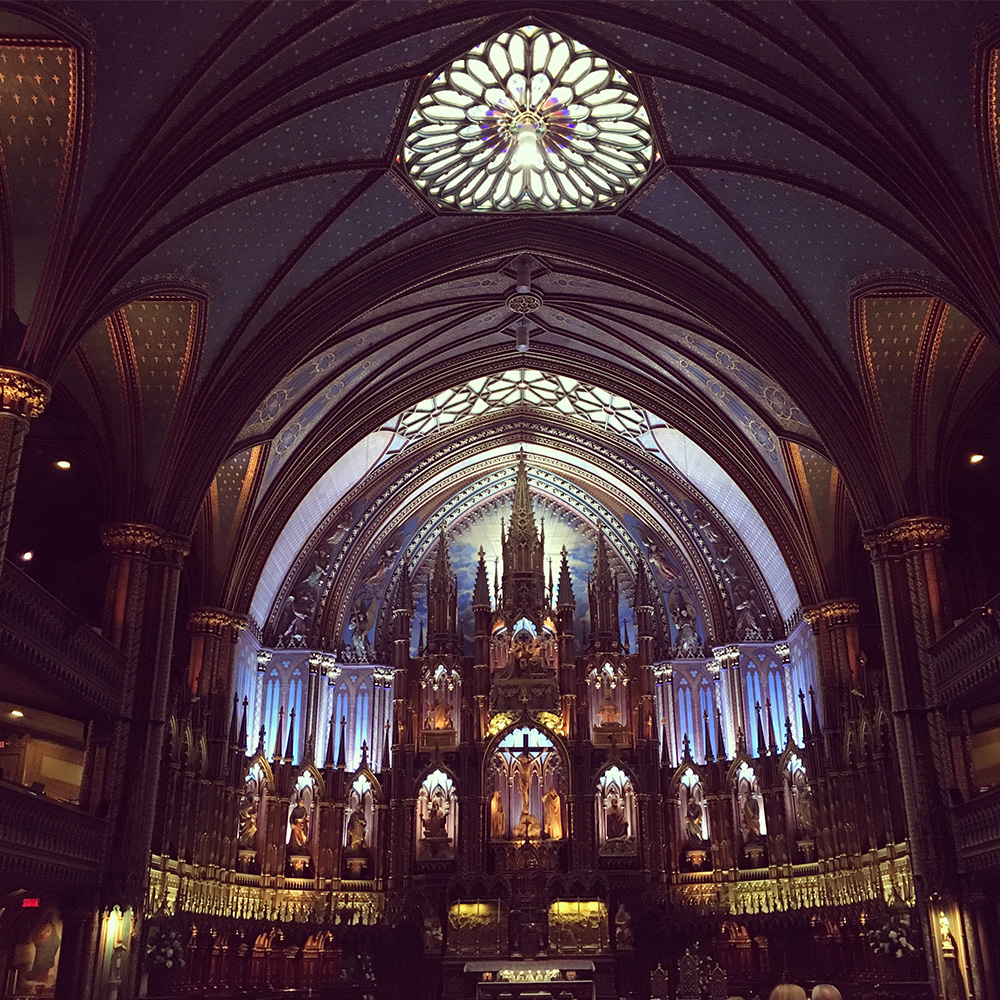 Thia is a photo of inside the Notre-Dame Basilica of Montreal from when I went to Montreal for my grade 8 grad trip.