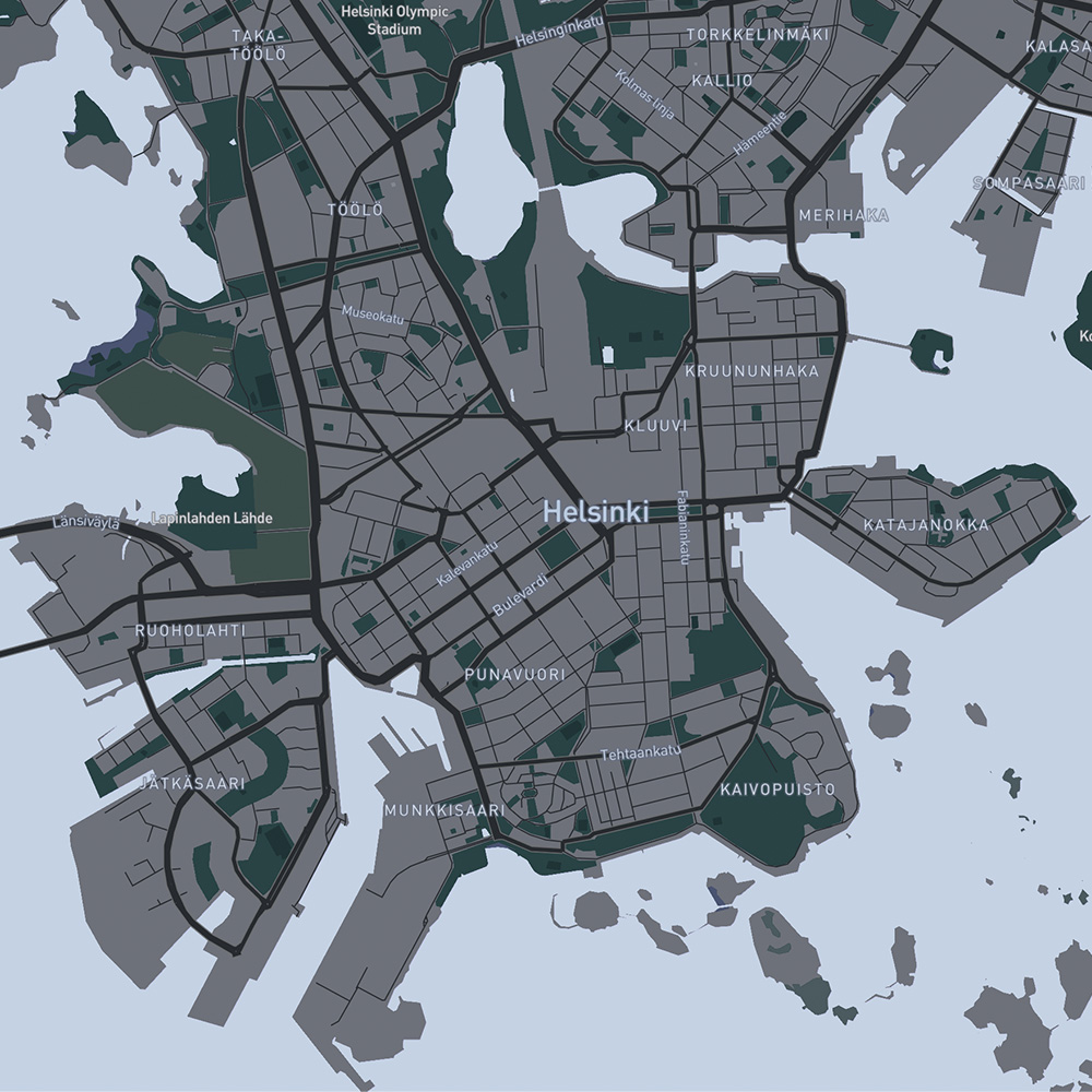Mapbox Cartogram of Esplanadin Puisto in Finland.